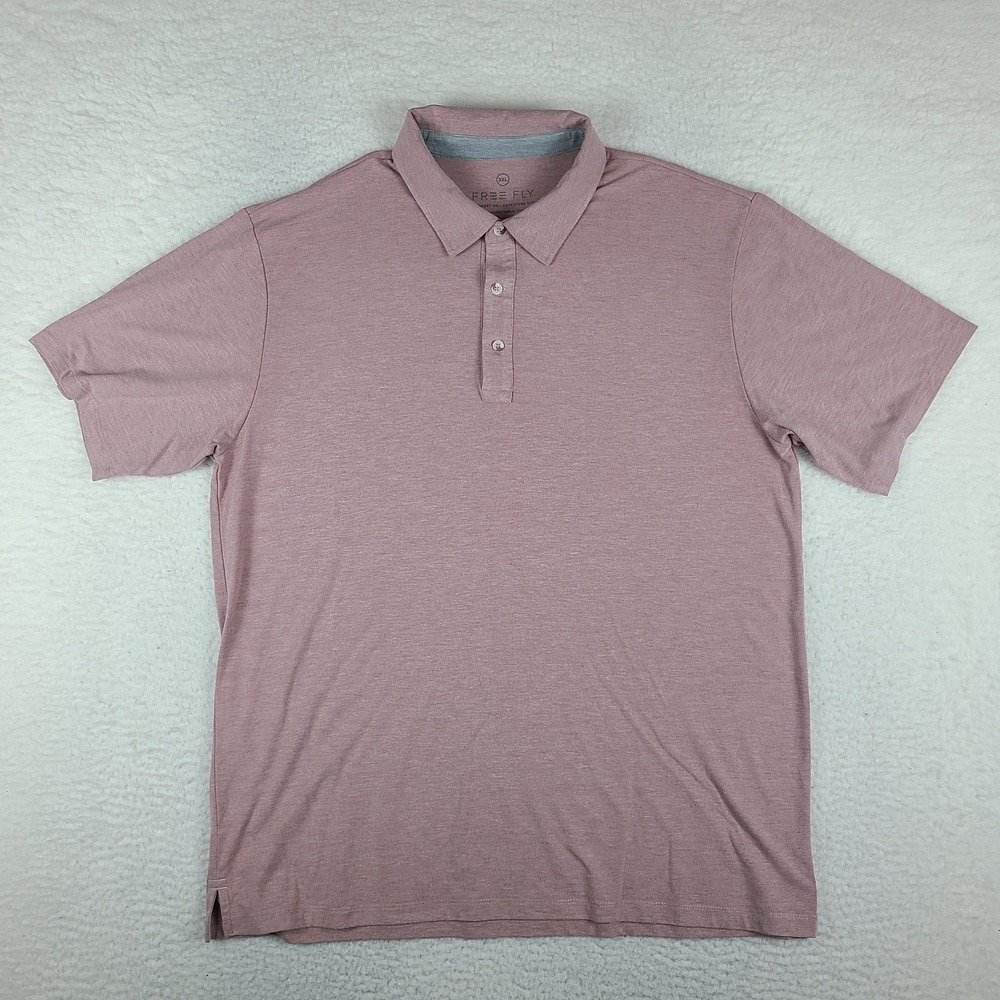 Free Fly Polo Shirt Mens 2XL XXL Pale Pink Performance Comfort On Adventure Out